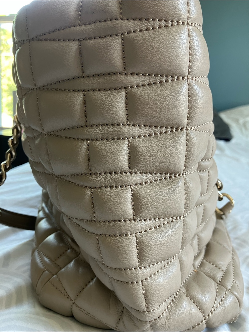 kate spade Quilted Taupe Shoulder Bag with Gold Accents - Picture 6 of 7